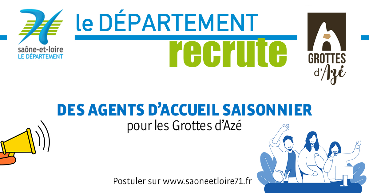 🚨 RECRUTEMENT URGENT 

Les Grottes d’Azé recrute des agents d’accueil pour la saison touristique ! 😊

Vous avez un bon relationnel, vous êtes rigoureux et vous avez l’esprit d’équipe, ce poste est fait pour vous !