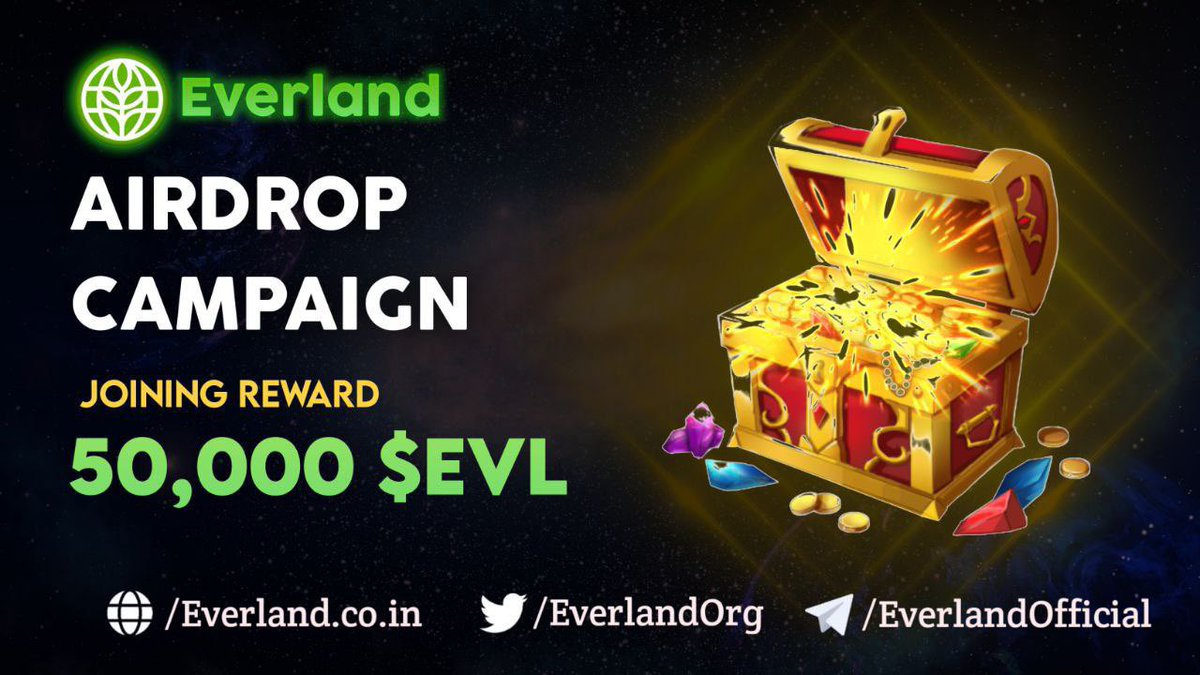 🔥 Our 2nd mission "Everland Airdrop" is on! 

🏆 With a Total Prize Pool of 10 BILLION $EVL

🔗 Participate in our Airdrop via this link: t.me/EverlandAirdro…

💎 Reward: 50,000 $EVL
👨‍👨‍👦 Referral: 30,000 $EVL

✅ Everyone gets a chance to participate in our Airdrop.