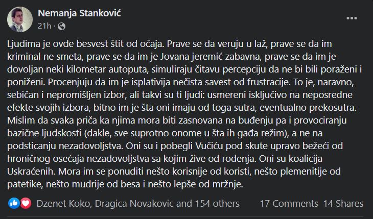 MarcoCvetkovic's tweet photo. Mnogo mi je drago što sam naleteo na ovog momka... zdrav razum i preko potreban zdrav način iskazivanja stava.  

Nemanja Stanković 👇👇👇👌👌👌

#Srbija #izbori2022 https://t.co/pSZOE0WSMV