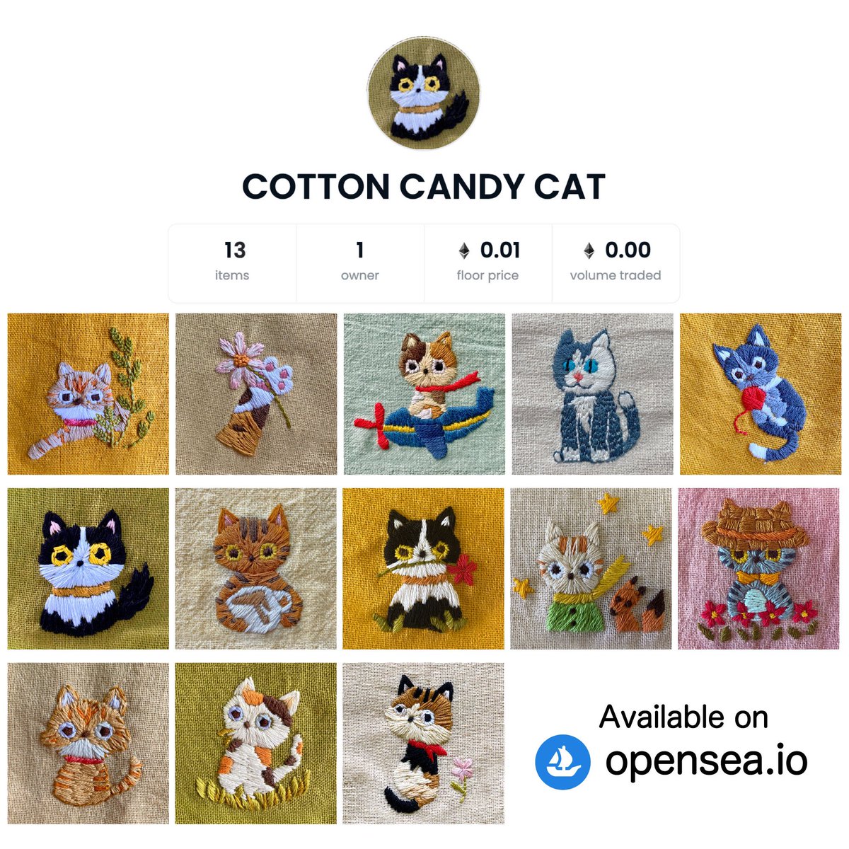 น้องแมวน้อยหาบ้าน 🐱💕
COTTON CANDY CAT 🐈
Available on : opensea.io/collection/cot…

Hope you like it 🌞
#NFTartist #NFT #NFTs #nftart #NFTcomunity #nftcollection #nftthailand #cryptoart #cryptoarts