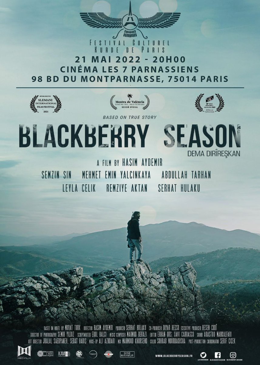 dirireskan's tweet photo. Filmê me #DemaDirîreşkan (#BlackberrySeason) Promier a xwe li Fransa, di Festîvala çand û hunera Kurd a Parisê @festivalkurde  di 21 ê Gûlan 2022, cih: Cinema les 7 Parnassiens 
98, Bd du Montparnasse,75014 Paris,
Yekem car we were nişandayîn 
@kominafilmaroj 
@SerhatHulaku https://t.co/KyDnjxtWqM