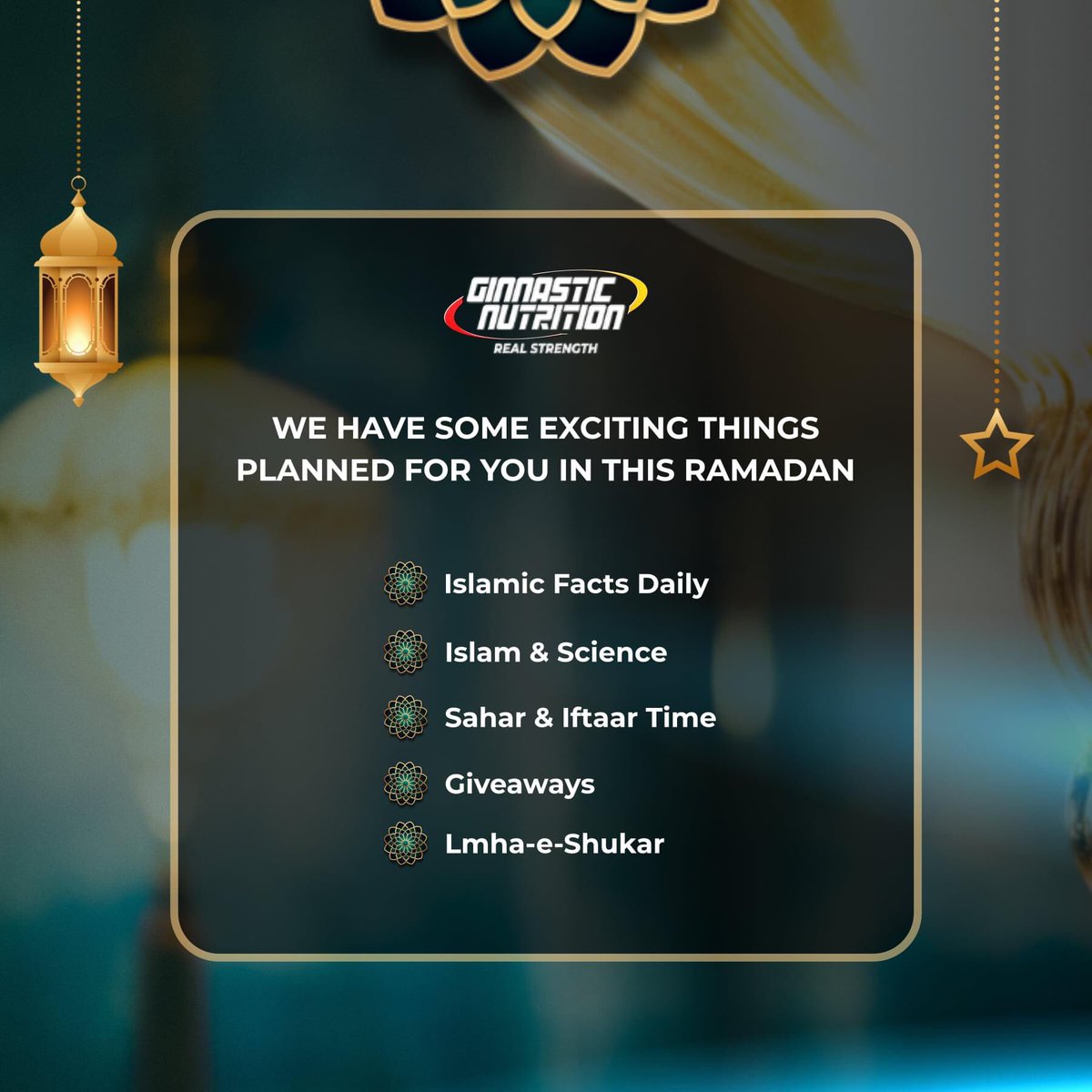 Ginnasticpk's tweet photo. Ramadan Announcement ✨❤️ 
Are you waiting for this blessed month??
#LamhaEShukar #Myginnastic #ginnasticnutrition #Ramadan #RamadanSale #TimeforTogetherness https://t.co/G0wq4KK17e