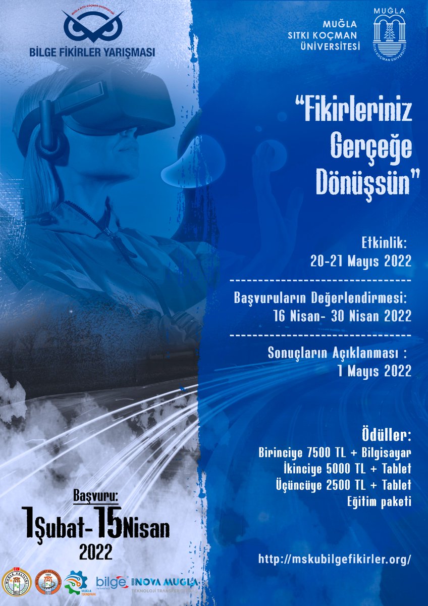 20-21.05.2022 tarihlerinde düzenlenecek MSKÜ Bilge Fikirler Yarışmamız sizlerden gelen yoğun istek üzerine Türkiye'deki tüm üniversite öğrencilerine açılmış ve son başvuru tarihimiz 15 Nisan'a uzatılmıştır.

Hepinize başarılar dileriz.

Detaylı bilgi ➡️mskubilgefikirler.org