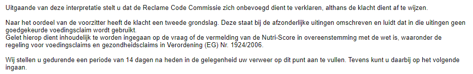 Tijd voor <a href="/MinVWS/">Ministerie van VWS</a> om openlijk kleur te bekennen. <a href="/StReclameCode/">StichtingReclameCode</a> vraagt <a href="/albertheijn/">Albert Heijn</a> of de vermelding van #nutriscore in overeenstemming is met de wet Verordening (EG) Nr.1924/2006. Het antwoord = nee. Eens <a href="/MaartenOoijen/">Maarten van Ooijen</a> <a href="/Rijksoverheid/">Rijksoverheid</a> <a href="/attjekuiken/">Attje Kuiken</a>?