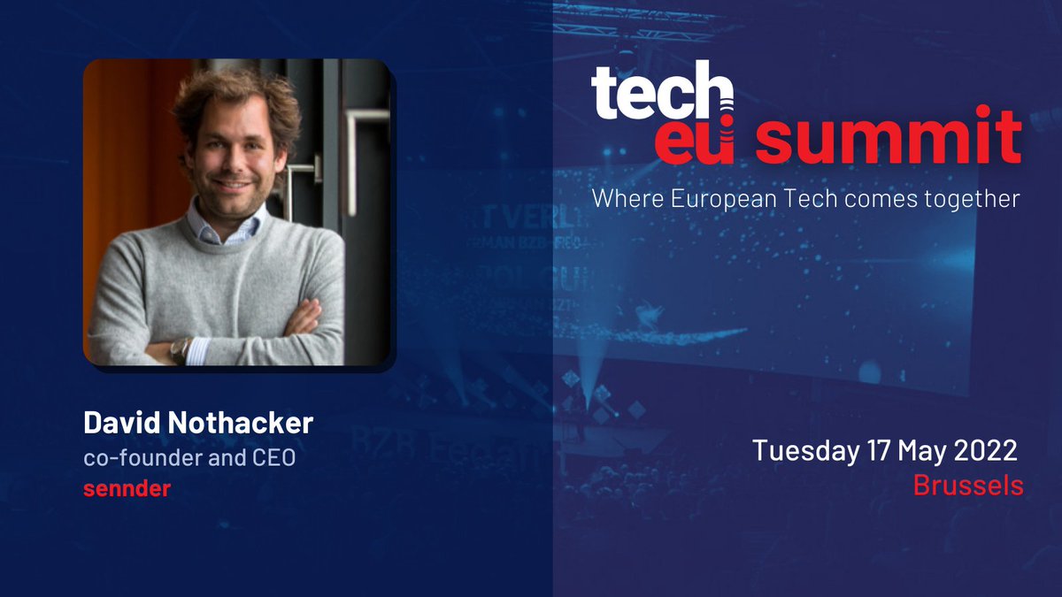 We’re psyched to welcome David Nothacker, co-founder and CEO of @sennderofficial🦄 to our #TechEUSummit on 17 May! 🤩 Check out our 💎 speaker line-up, and get your tickets now 👉 tech.eu/summit