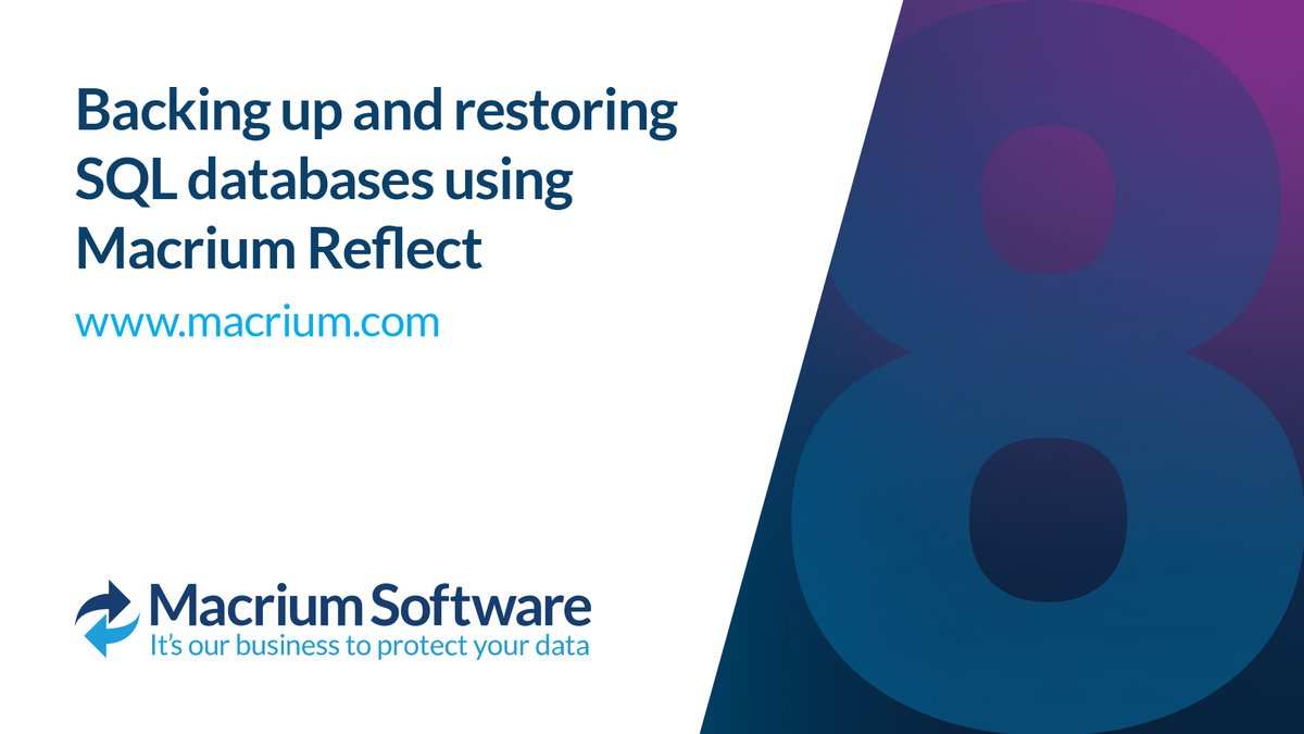 macrium's tweet image. Backing up and restoring SQL databases using Macrium Reflect
macrium.com/backing-up-and…
#SQLbackup #DatabaseBackup