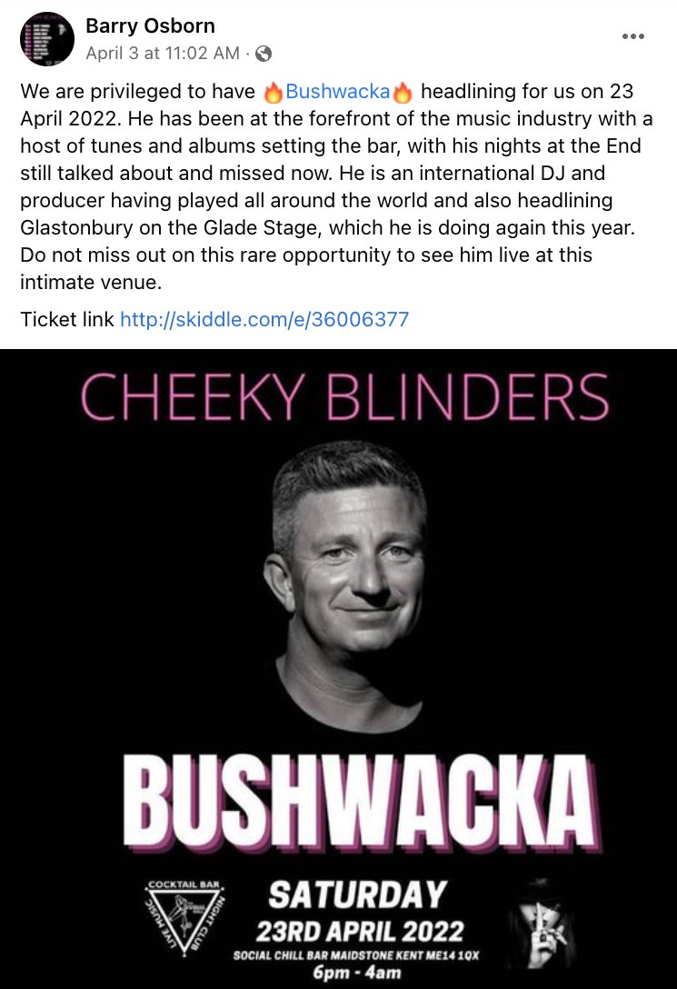 GlastoFestFeed's tweet photo. According to this FB post, #Bushwacka (which has already self-confirmed for this year’s Festival) is set to headline #TheGlade at #Glastonbury2022… 🔎

-
🏅H/T: @Bobbobeveritt https://t.co/Me800kic1q