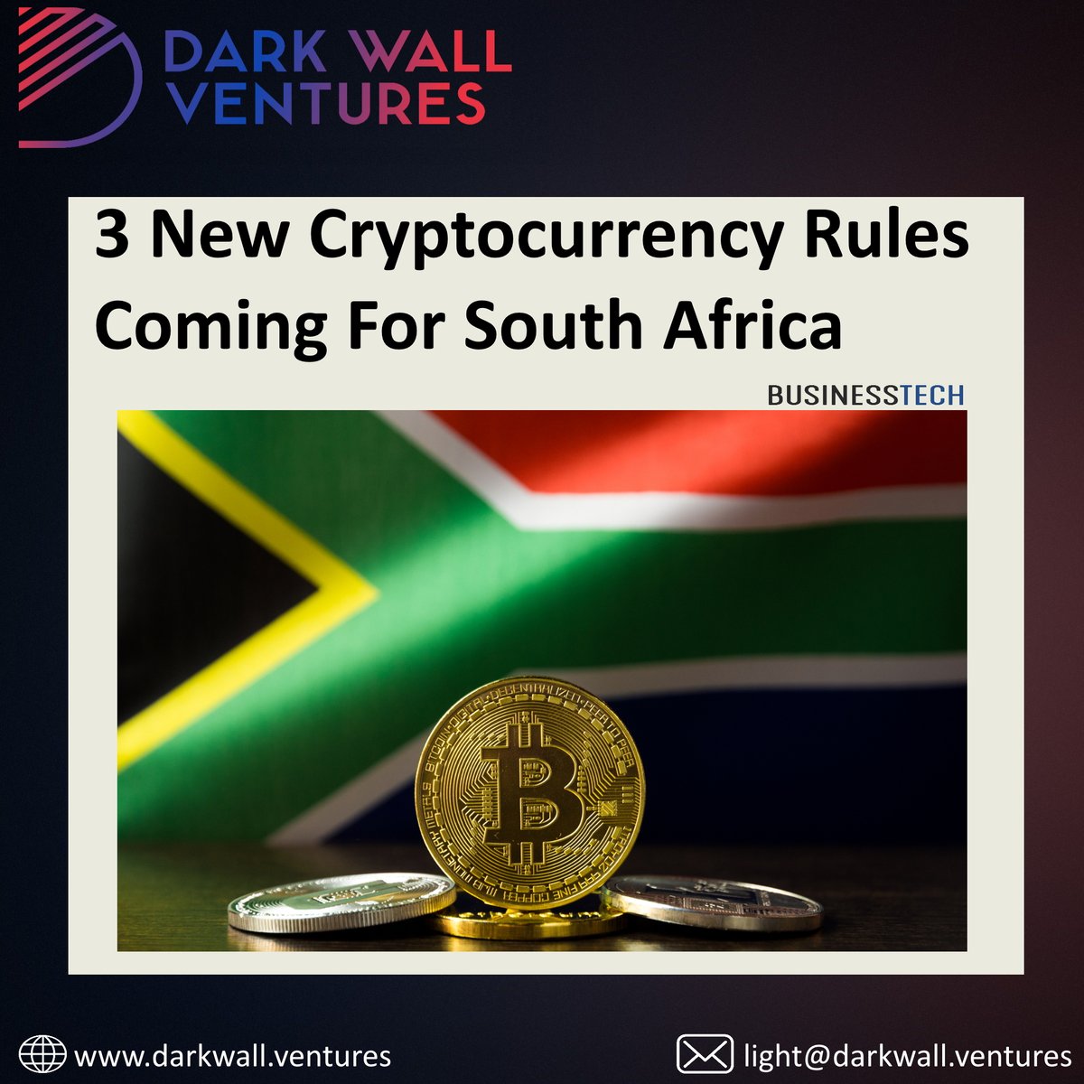 Cryptocurrency is gaining momentum in South Africa and the government made it clear in its 2022 Budget Speech that it is taking it very seriously. Read more > ow.ly/kjqn50IzZty < #defi #DWV #DarkWallVentures #fintech #blockchain #crypto #cryptocurrency #blockchain