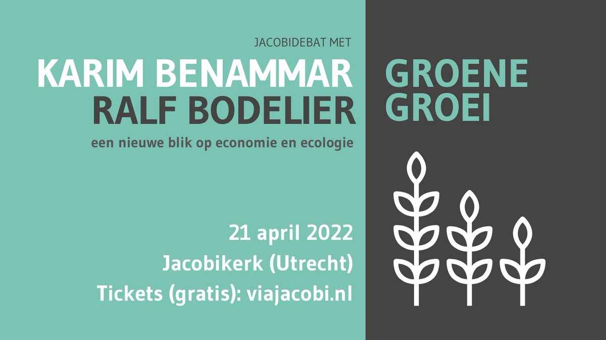 DeViaJacobi's tweet photo. Van vleesvervanger tot vliegschaamte, duurzaamheidsagenda's zetten vaak in op soberheid. Filosofen @KBenammar en @RalfBodelier denken echter juist dat niet soberheid, maar groei de wereld kan redden. Welkom bij dit @Jacobidebat op 21 april! #ViaJacobi #ViaDebat https://t.co/TMNC1i98RG