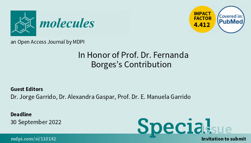 Molecules_MDPI's tweet image. 📢 New Special Issue: &quot;In Honor of Prof. Dr. Fernanda Borges’s Contribution&quot; warmly welcome new submissions.
✏️ Guest Edited by: Dr. Garrido, Dr. Gaspar and Prof. Dr. Garrido
🔗mdpi.com/journal/molecu…
📌 #medicinal #drugdiscovery #pharmaInformatics #pharmacokinetics