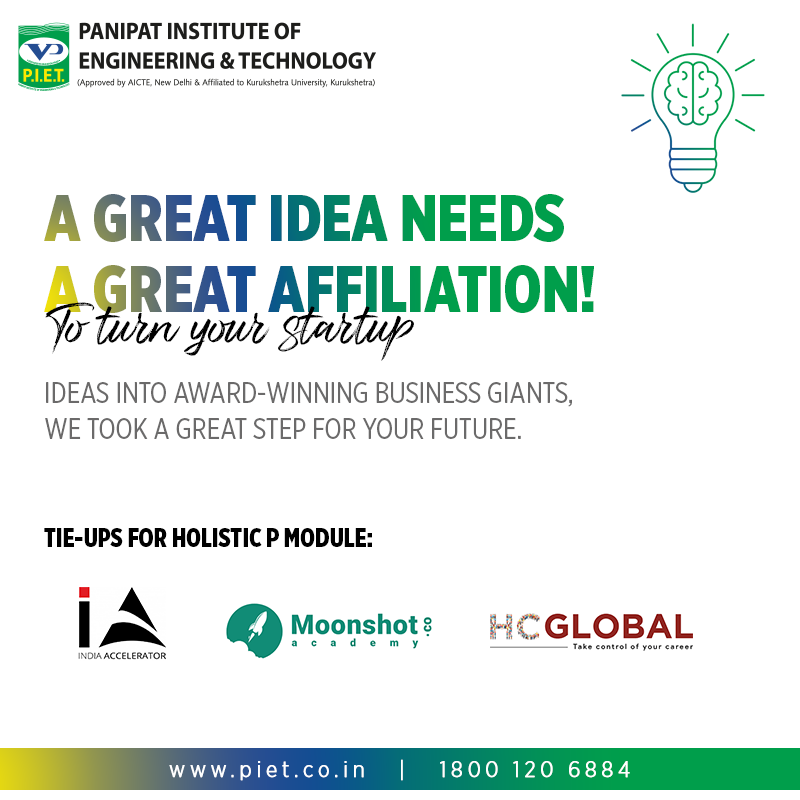 PIETPanipat's tweet photo. Our esteemed affiliations pave the ways for our students to accelerate their journey of learning and growth.
Visit our website: https://t.co/LFdYSJL3DR or connect with us @18001206884. 

#Tieups #PIET #Idealab #HolistocP #IndiaAccelerator #MoonshotAcademy #HCGlobal https://t.co/51eclRXl7b