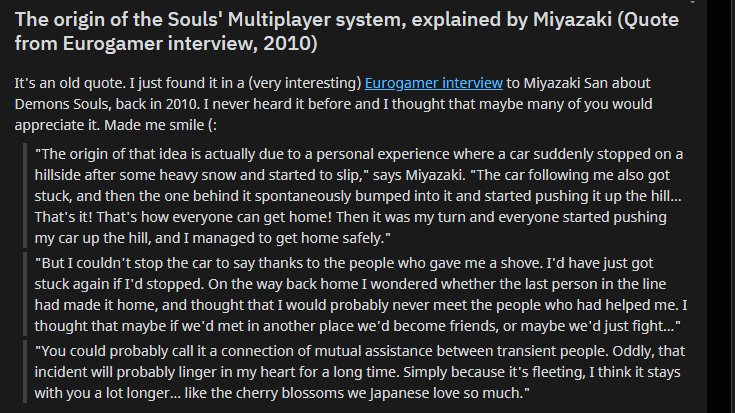 CEOofConfidence's tweet photo. You are fuckin telling me that the only reason multiplayer exists in Elden Ring, Dark Souls(2,3), Demon Souls, Bloodborne is because Miyazaki's Car broke one day??? https://t.co/LQK7qWbyOd