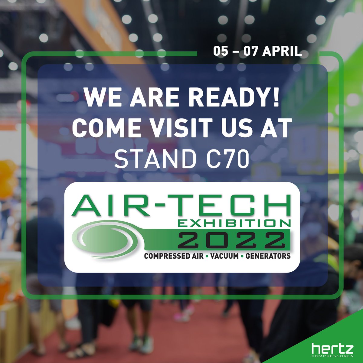 We are ready! Come visit us at #AIR-TECH2022

Stand : C70
05-07 April 

#exhibition #airtech #compressedair  #oilfree #vacuum #generators