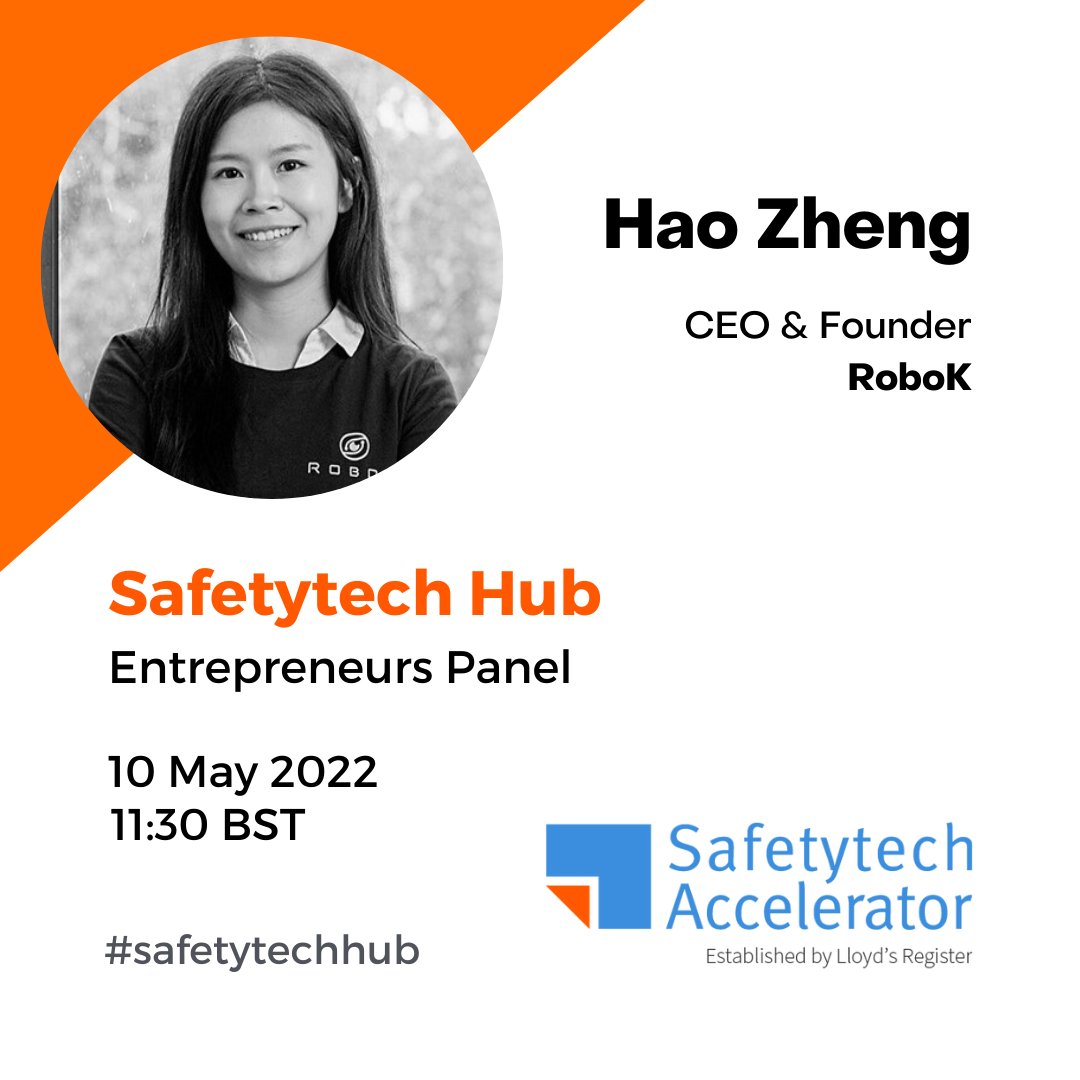 Safetytech Accelerator (@safetytechaccel) on Twitter photo We're excited about the #SafetytechHub taking place on 10 May. One of the sessions will be an #entrepreneurs session with 4 industrial #safetytech founders, including Hao Zheng, CEO at <a href="/RoboK_Vision/">RoboK</a> . Register here to join👇
zcu.io/Hkxg We're excited about the #SafetytechHub taking place on 10 May. One of the sessions will be an #entrepreneurs session with 4 industrial #safetytech founders, including Hao Zheng, CEO at <a href="/RoboK_Vision/">RoboK</a> . Register here to join👇
zcu.io/Hkxg
