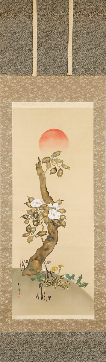 watanabe_arts's tweet photo. こちらは、江戸琳派の画家 酒井抱一（1761-1828）の「椿に春草図」です。たらしこみ技法で描かれた白椿の足元に土筆・蕨・蒲公英・菫などの春草が描かれた春らしい華やかな一幅です。
#日本美術 #江戸絵画 #琳派 #酒井抱一 #春草 #清明
#japaneseart #hoitsu #rinpa https://t.co/gYXyXQZVnu