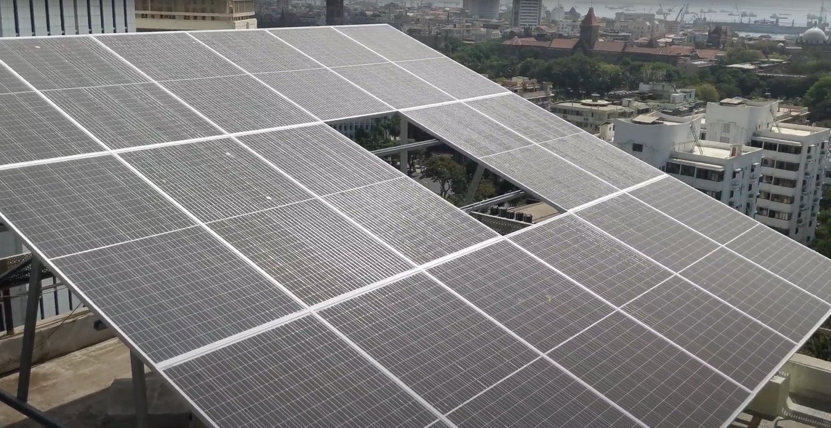 AvishaktiSolar's tweet photo. We've installed 302 #solarpanels across 9000 sq ft of Mittal Tower's rooftop to generate 172,500 units electricity. The #rooftopsolar plant be helping in annual savings of INR ₹21.6 lakhs. Read via @pvmagazineindia: https://t.co/lAy1Zm6x5G #AvishaktiSolar #mumbaisolar https://t.co/X6szModj36