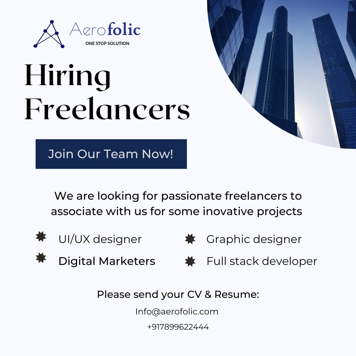aerofolic's tweet photo. Aerofolic looking for experienced and innovative freelancers and start up company for inhouse and client projects. 

Interested candidates can approach us on +917899622444

#webdesign #webdevelopment #webdesigner #webdevelopmentinternship #uiuxdesign #uidesign #fullstackdeveloper https://t.co/cyQZ7sm49Q
