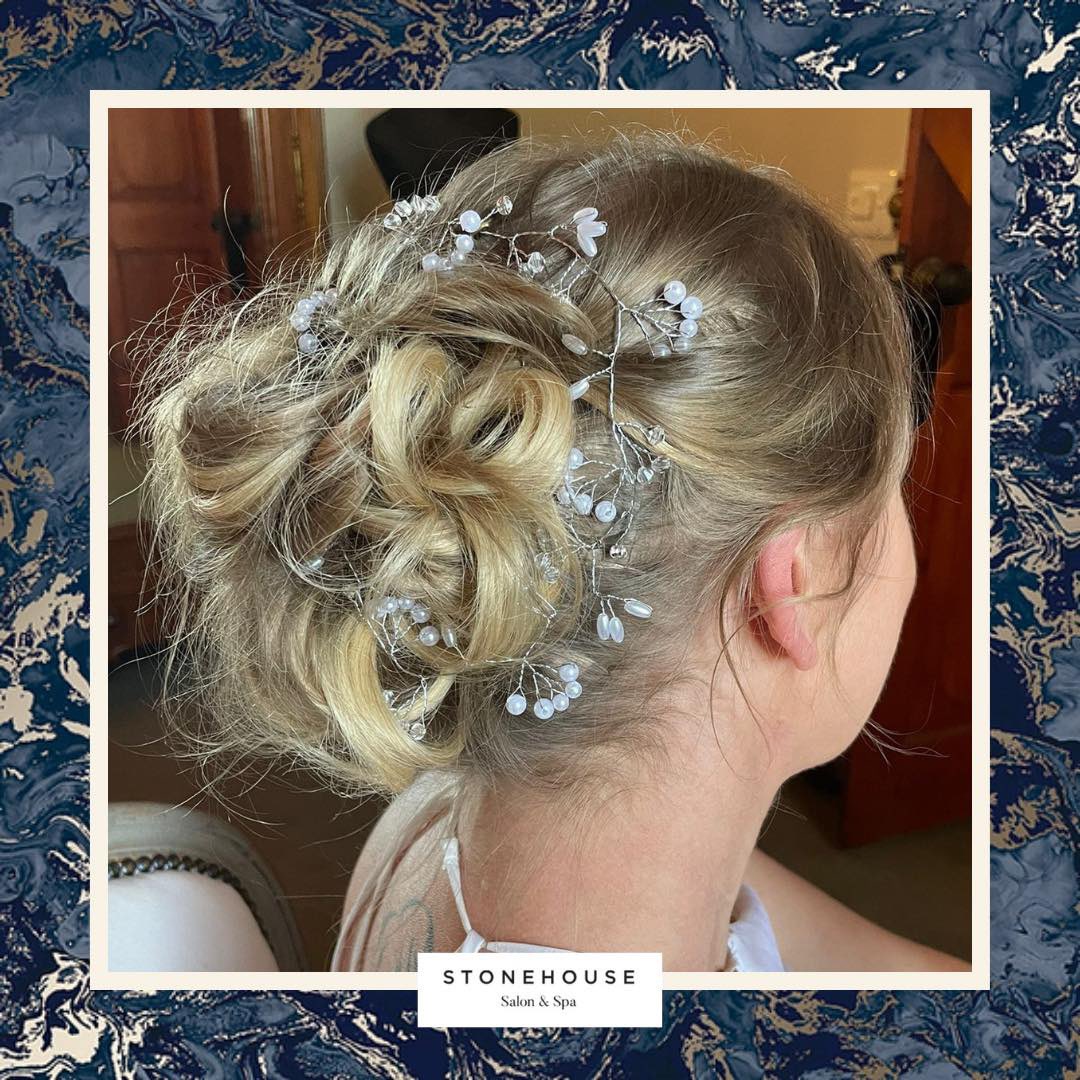 This beauty was created by our Creative Director Craig whilst he was attending his friend’s wedding✨

If you have a wedding this year &amp; would like details &amp; prices of having your hair styled please contact
bookings@stonehousesalonandspa.com

#hairups #stonehousesalonandspa