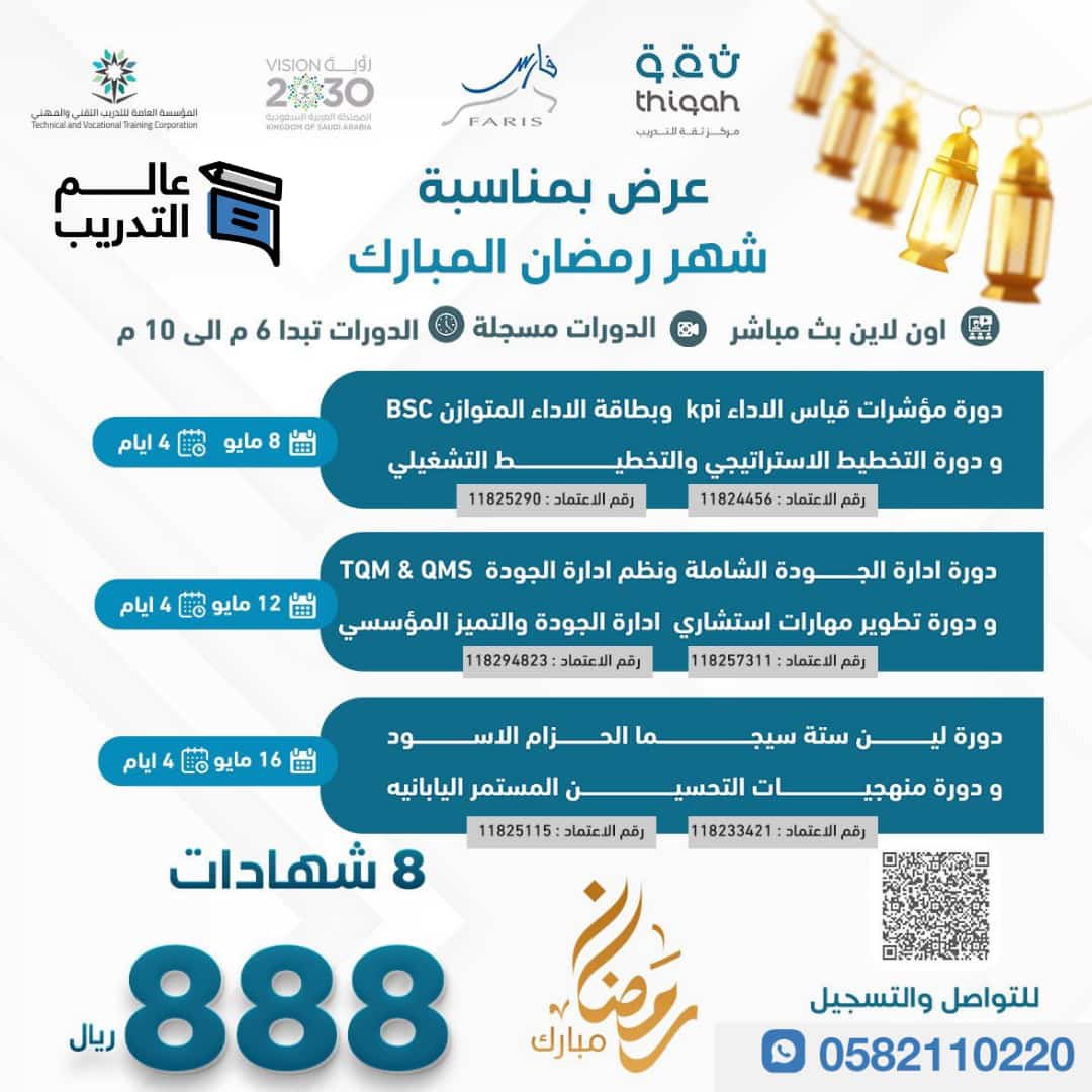 bisman_sa's tweet photo. ⭕️العرض الاقوى⭕️
٦ دورات #تدريبية
٨ #شهادات معتمده

✅نقدم لكم اقوى #الدورات المهتمة
بـ #الادارة #الجودة #التخطيط #قياس_الاداء #لين_سيجما #كايزن
#عالم_التدريب 
#اونلاين بث مباشر
#مسجله للمراجعه 
رابط التسجيل:

https://t.co/rqlqVQ9gek https://t.co/bciFjT9gZk