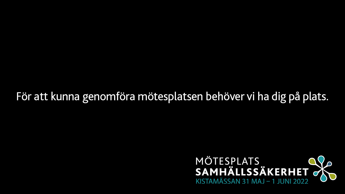 Samhallssak's tweet photo. ⭐️ Det sista vi vill är att flytta fram Mötesplats Samhällssäkerhet ännu en gång ⭐️
👉 Prioritera din medverkan och köp konferensbiljett idag för att säkerställa att vi kan möta behovet av att ses fysiskt igen: https://t.co/qSgHRT4kZY
Tillsammans för ett säkrare Sverige. #samsak https://t.co/O6EbEIFdJw