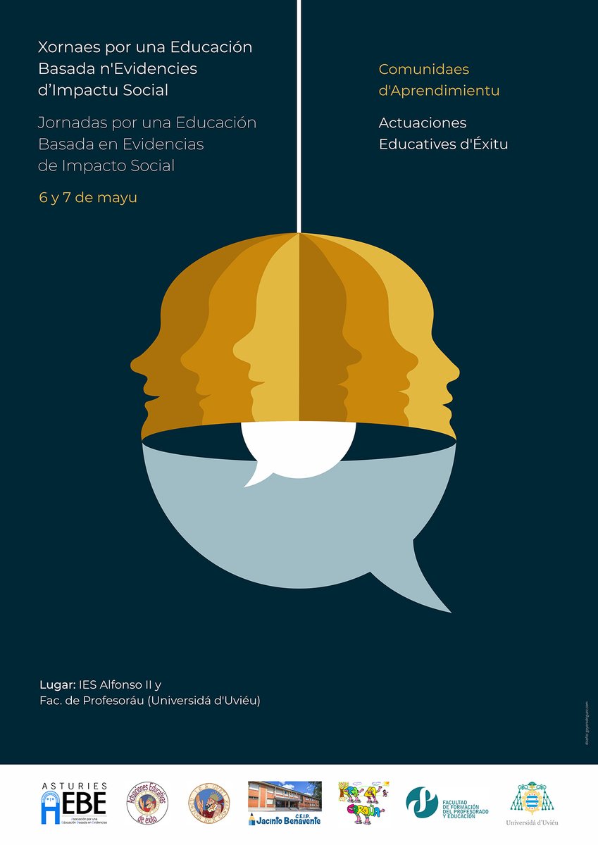 "Jornadas por una Educación Basada en Evidencias de Impacto Social"
🗓 El 6 y 7 de mayo, sueños de transformación que se cumplen por primera vez en #Asturias, de manera presencial, libre y gratuita.
Inscripción: cutt.ly/pDBTlU0