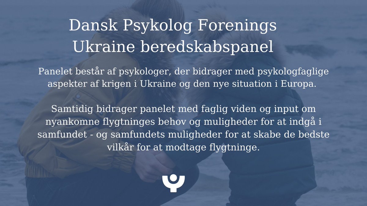 DanskPsykologF's tweet photo. Vi står i en meget alvorlig situation - som kræver noget særligt af alle dele af vores samfund. Derfor opretter @DanskPsykologF et Ukraine beredskabspanel - fordi der også er psykologfaglige aspekter af en krig💔
Læs mere👉https://t.co/A0QfyH8CP5
#WeStandWithUkraine https://t.co/4TNfemGaue