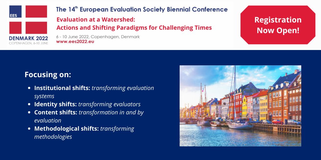 EES_Eval's tweet photo. 📢📢 #EES2022 Registration is now OPEN‼️ 
Join us IN-PERSON in Copenhagen❗️
Professional Development Workshops: 6-7 June 2022
Conference: 8-10 June 2022
Take advantage of early bird rates for the month of April!
➡️ https://t.co/S1fs8ls4cb
@UNDP_Evaluation https://t.co/SfFuWjriW8