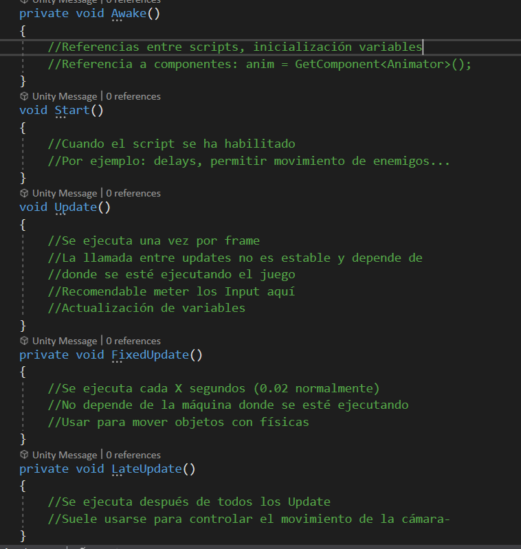 ElenaImagineer's tweet photo. Esto lo puse hace tiempo pero lo preguntáis mucho y creo que genera confunsión así que allé voy again:
Awake, Start, Update, FixedUpdate y LateUpdate
Orden de ejecución y para qué se suelen usar cada uno🤓
#unitytips #gamedev https://t.co/KIgomGbfps