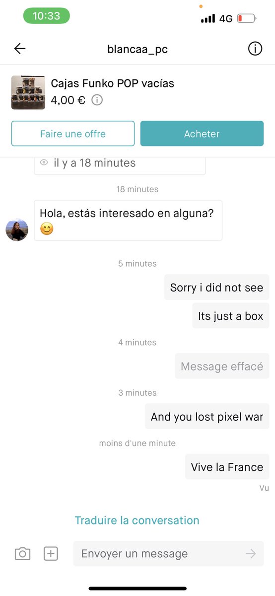 TDionnet's tweet photo. J’ai voulu acheter des Pop sur vinted et puis voilà #PixelWars #PixelsWar #ViveLaFrance #vinted https://t.co/veXWpwvmSX