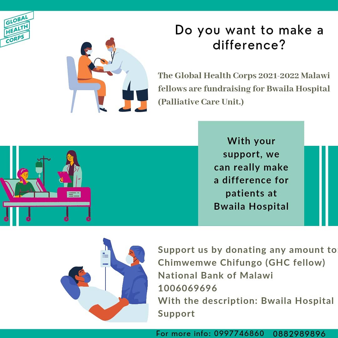 RealFrankChida's tweet photo. Have you been wanting to make a difference in someone's life? The 2021-2022 Global Health Corps Fellowship Cohort is seeking support for Bwaila Hospital (Palliative Care Department.) Your donation will ensure that many patients at the hospital get quality healthcare. https://t.co/BjhIVcIyjv