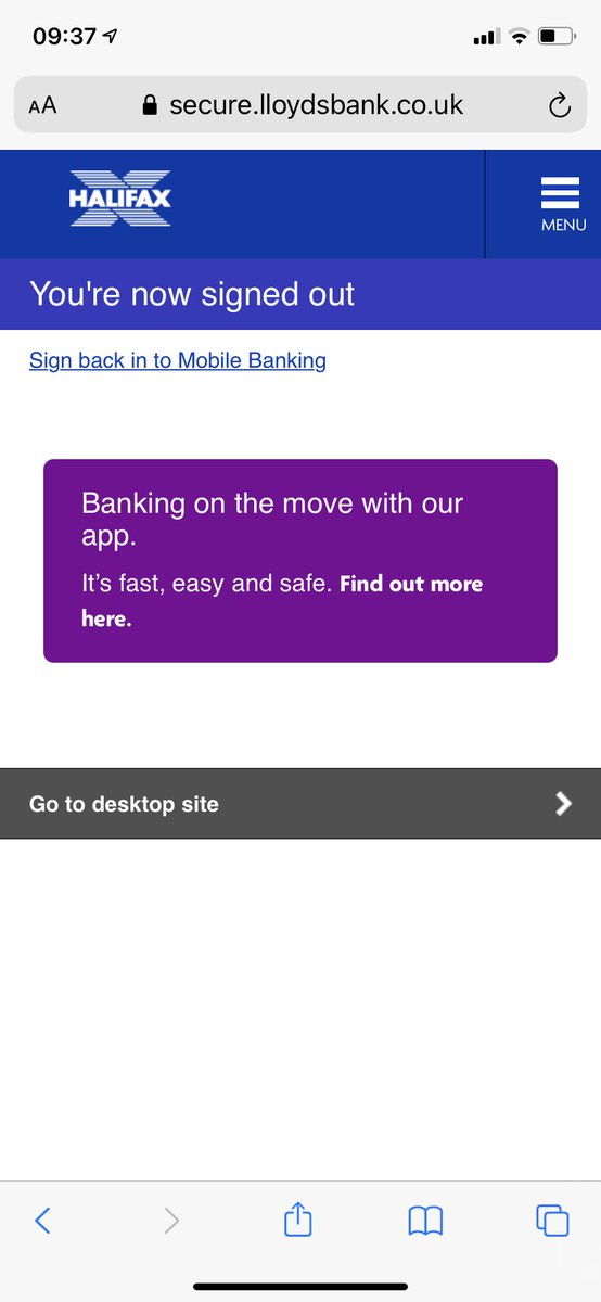 When you sign out of #LloydsBank <a href="/LloydsBank/">Lloyds</a> you get #HalifaxBank <a href="/HalifaxBank/">Halifax</a> this morning. Is this normal? #CyberSecurity #DataSecurity #BankSecurity #UK #UKBanks #Halifax #Lloyds