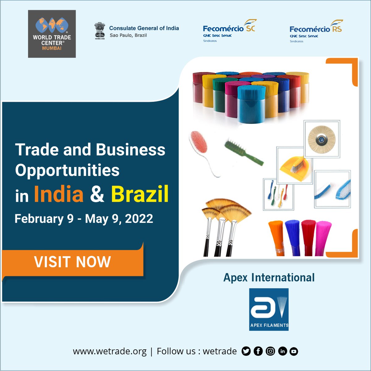 World_Trade_Exp's tweet photo. Exhibitor: Apex International
Visit Now : https://t.co/pTQStfHTzl

#chemicals #plastic #trade #business #India #Brazil https://t.co/hUU67cSQZ4
