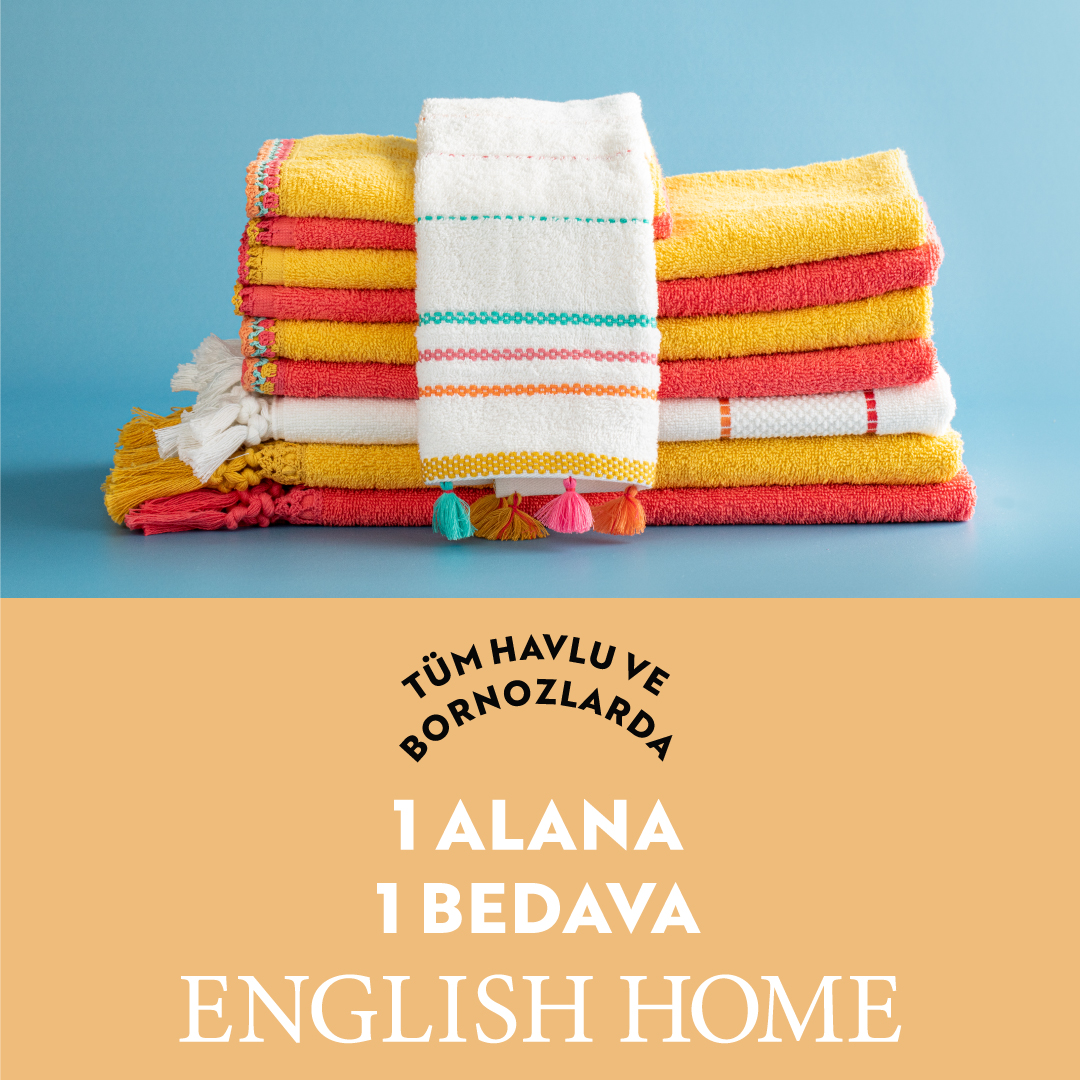 Tüm Havlu ve Bornozlarda 1 Alana 1 Bedava.
#serdivanavm #englishhome