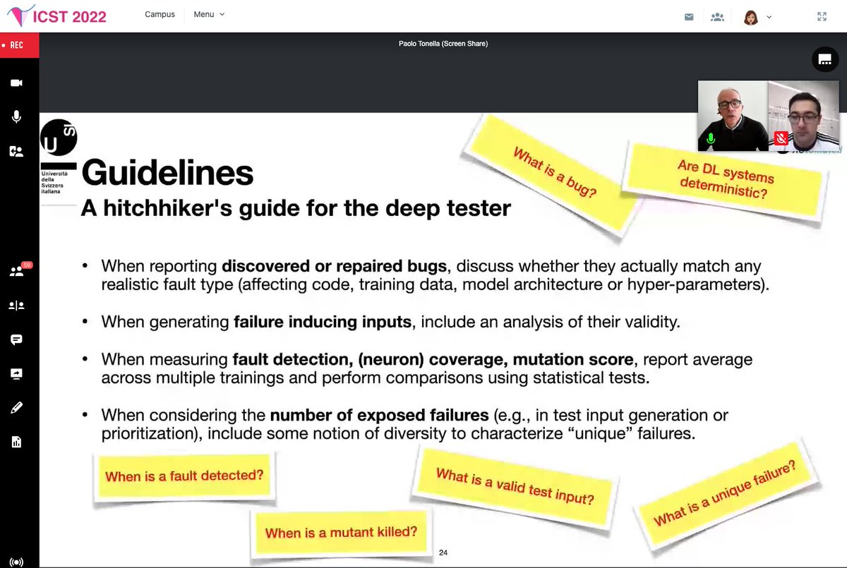tanja_vos's tweet photo. A hitchhiker's guide for the deep tester by Paolo Tonella at #icst22. https://t.co/PuTIyfHT7U