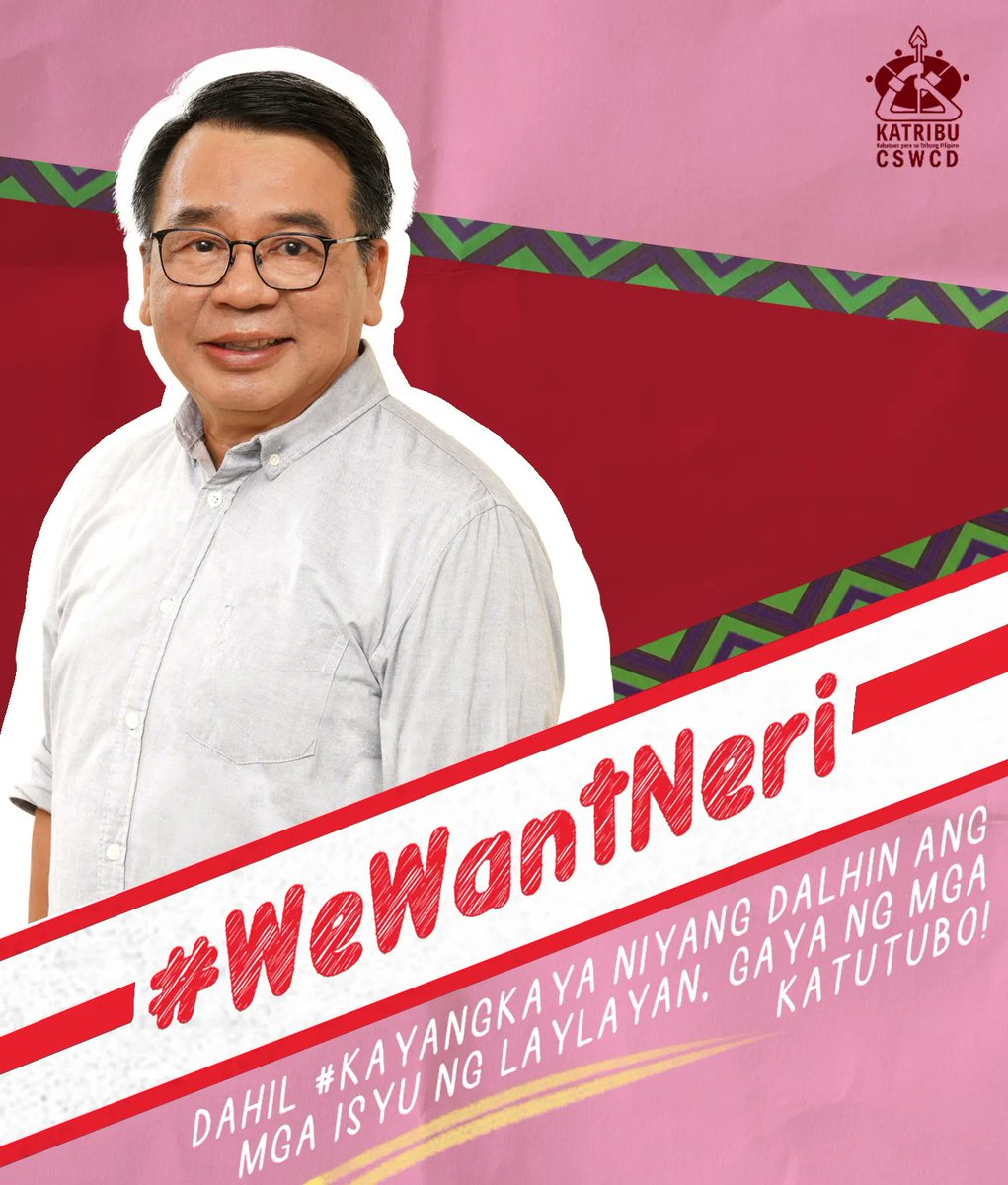 Sa panahon ngayon kung saan kaliwa't kanan ang pagsubok na ating kinakaharap, higit nating kinakailangan ang isang kandidatong #KayangKaya ipaglaban ang ating mga karapatan at hindi tinatakbuhan hamon ng bayan. 

#WeWantNeri
#NoToMarcosDutere2022