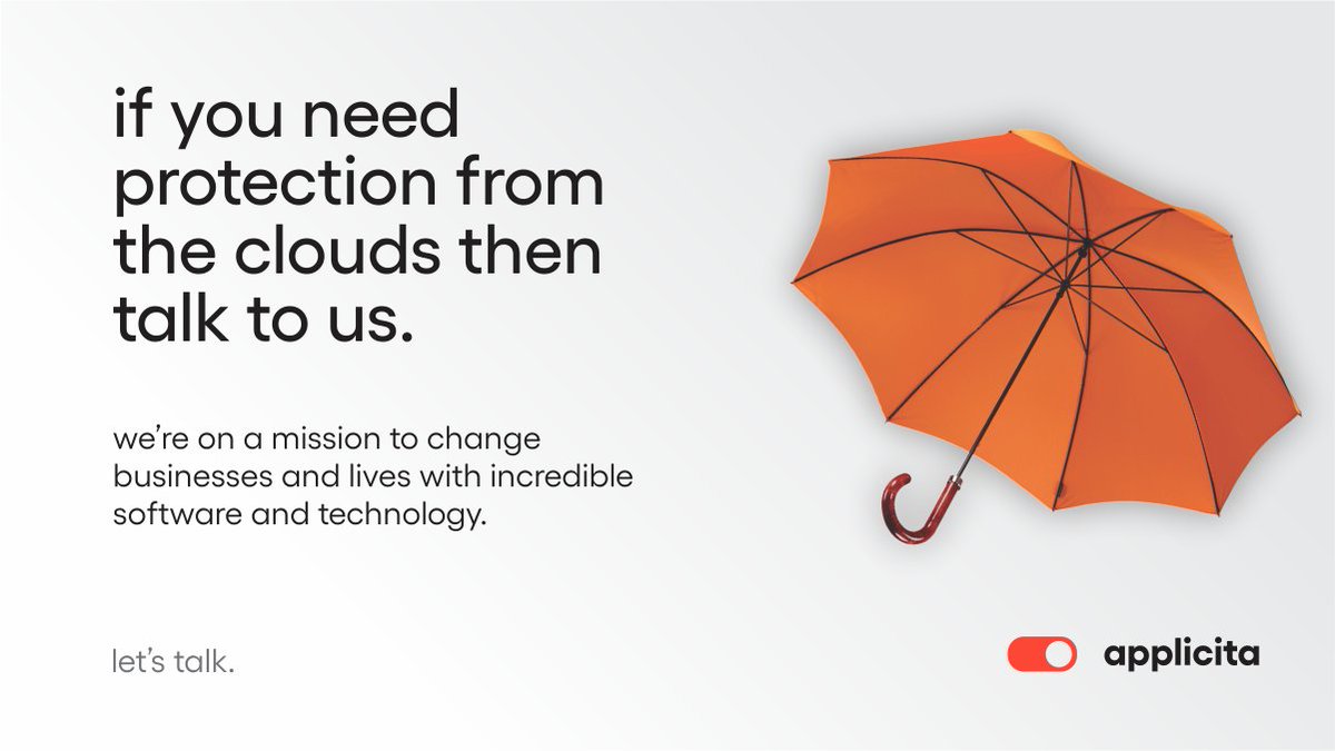 applicita's tweet photo. Protect yourself from the clouds. ☁️
We're on a mission to change businesses and lives with incredible software and technology.
Let's work together and power change.
https://t.co/MKwacWeRlJ
#cloudengineering #bespokesoftware #technicaladvisory #digitaltransformation https://t.co/7fHe88JXTd