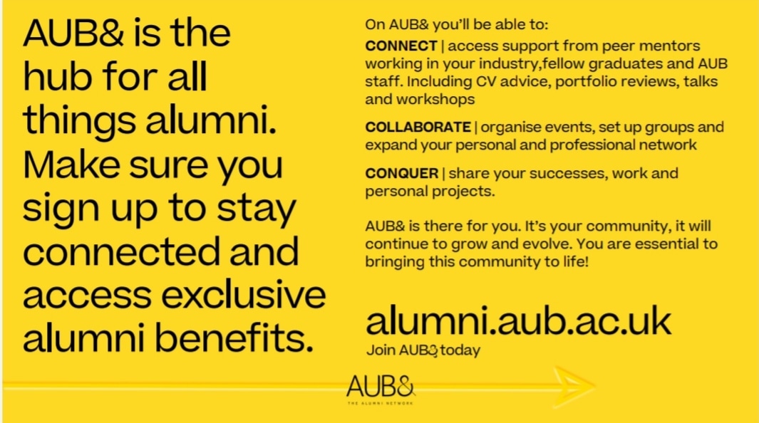 If you are an AUB graduate, no matter how long ago you may have studied with us, we have a dedicated platform for you! Expand your personal and professional network and sign up today at alumni.aub.ac.uk

#community #alumni #graduates #industry #aubmakers #supportingalumni