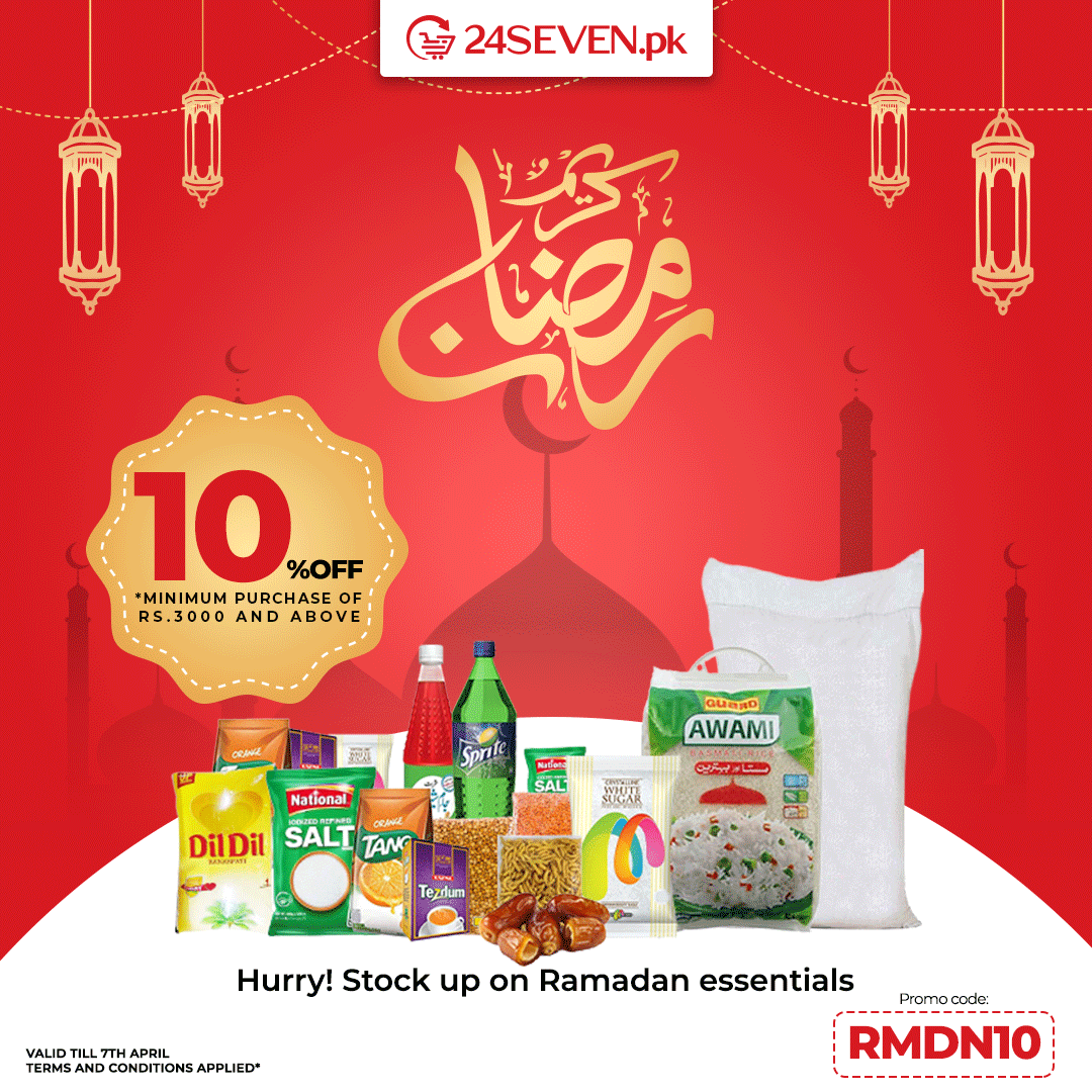 24SevenPak's tweet photo. Hurry! Stock up on Ramadan essentials!
10% off on purchase of Rs.3000 or above!

Use code RMDN10
Valid till 7th April 

T&amp;C apply.

#24seven #grocery #ramadan2022 #discount #discountoffer #RamadanMubarak https://t.co/sqwokBth5a