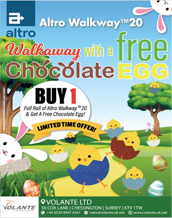 VolanteLtd's tweet photo. Feeling festive? Order a full roll of @AltroFlooring  Walkway with us, and get an Easter egg free! This eggselent promotion will be running until the 29th of April. https://t.co/LgEeX8YKKJ