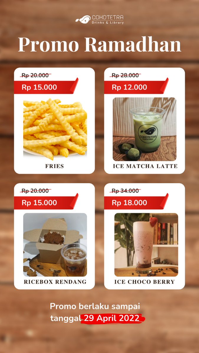 Bingung cari yang murah buat buka puasa? Ke #cokotetra aja🥰 bisa dipesan melalui GoFood, GrabFood, atau WA ke 081297598532🙏 #Promo #Ramadan