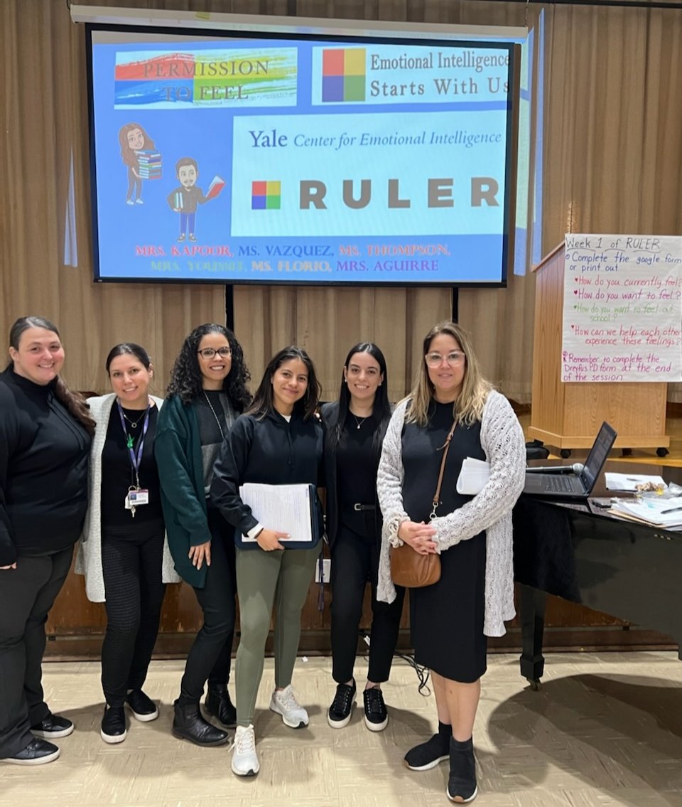 Dreyfus49's tweet photo. Our first PD with the @rulerapproach Implementation Team! Excited to align this work with our CEP goal,#dessa,our next instructional round focusing on self awareness,and equityfor all. We are tying it to  @ClassDojo, and the  @SIBOD31 initiative to increase #sel. @DrMarionWilson https://t.co/MU7CJmulLf