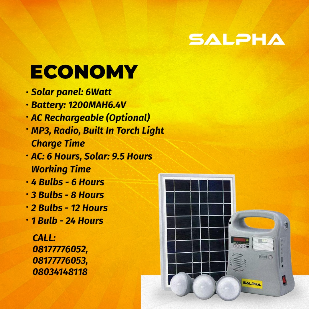 SalphaEnergy's tweet photo. Economy solar kit 😃
This kit provides you with the best lightening and sound efficiency with no dull moment even when charging your phone with it
SEND A DM TO GET YOURS TODAY !!!
#economy #Salpha #salphaenergy #powerflo100 #Solar #SolarForThePeople #solarenergy #Sdgs #Mdgs https://t.co/wt5CcalMiu