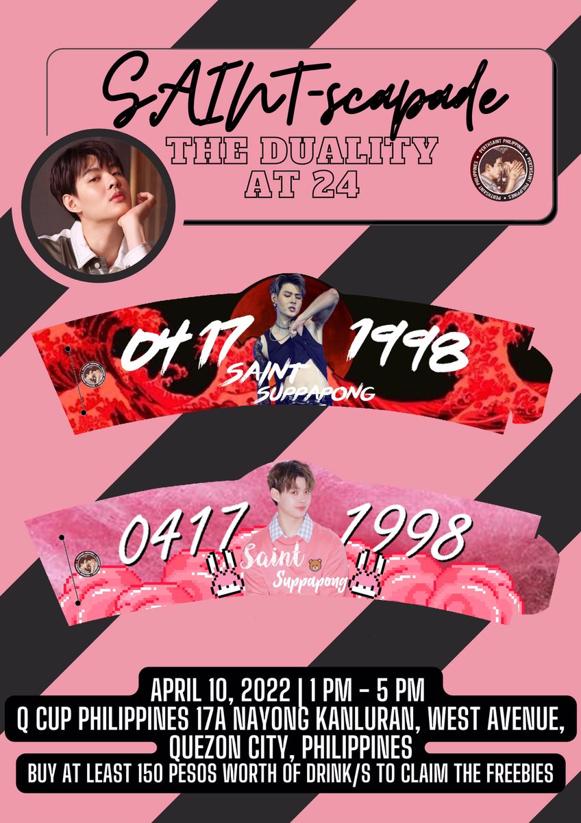 SAINT-SCAPADE: THE DUALITY AT 24

SLOTS ARE STILL AVAILABLE ‼️

Join us on April 10, 2022 at Q Cup Philippines as we celebrate <a href="/Saint_sup/">Saintsup 🎬</a> Birthday this year ✨

Register here: bit.ly/SAINTscapadeCS…

#HBD24thProject4Saint #Saint_sup #saintsuppapong #saintsup #MingEr