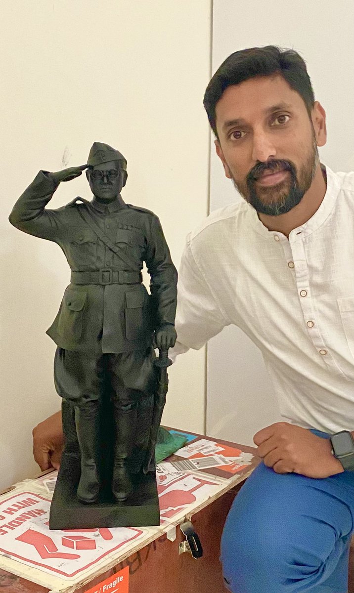 yogiraj_arun's tweet photo. Got the opportunity to present 2ft monolithic stone model of Subhas Chandra Bose to @narendramodi Ji thanks our dynamic MP @mepratap sir 🙏🏾🙏🏾 https://t.co/Cz7sPh19XZ