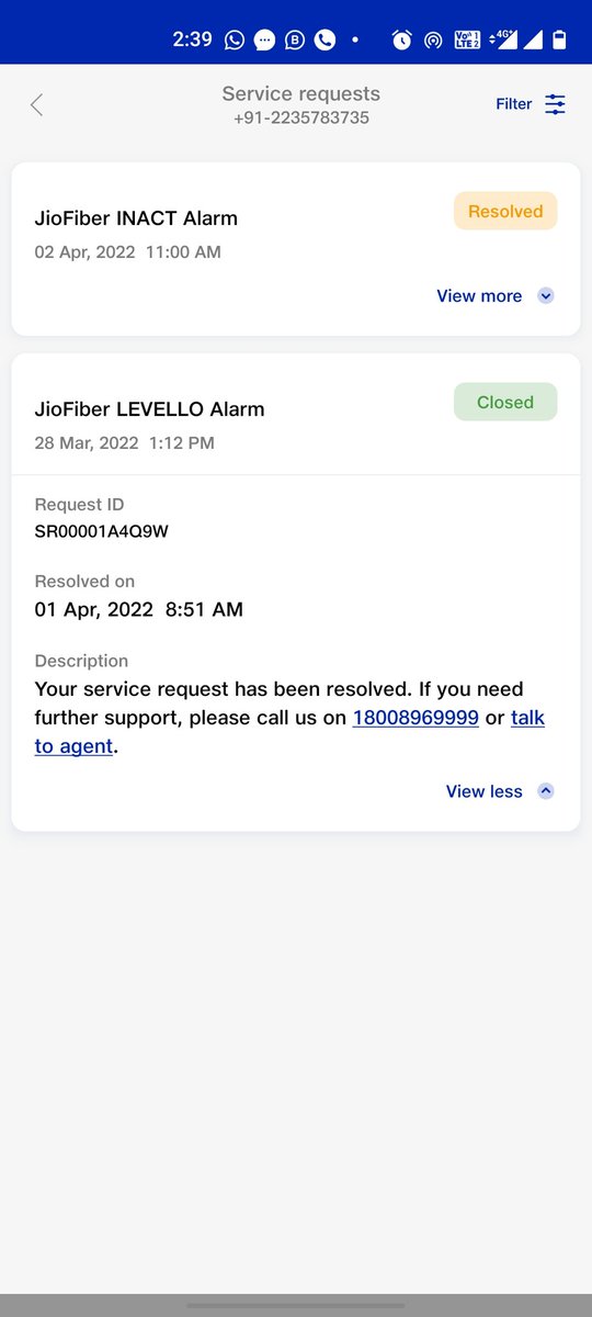 umeshandyou's tweet photo. @JioCare Jio fiber is not working since 02 April. No one resolves the issue. Called, emailed, had a chat &amp; Complaint launched and they marked it resolved everytime. How unethical and unreliable! Very bad service Jio. #Mumbai #MukeshAmbani https://t.co/9Rn63orwH8