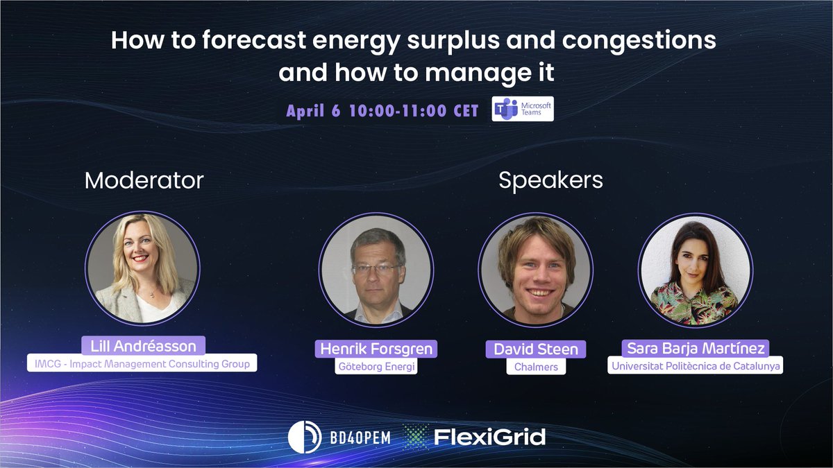 FlexiGridH2020's tweet photo. Webinar April 6!
In collaboration with our friends in the #horizon2020 project @Bd4Opem we'll talk #congestionforecasting for #DSOs. 
Register for tomorrow's event today! Fill out the registration form, and see you tomorrow!
#smartgrids #energytransition https://t.co/27kSCZ2fcc https://t.co/KwYvT4nfRb