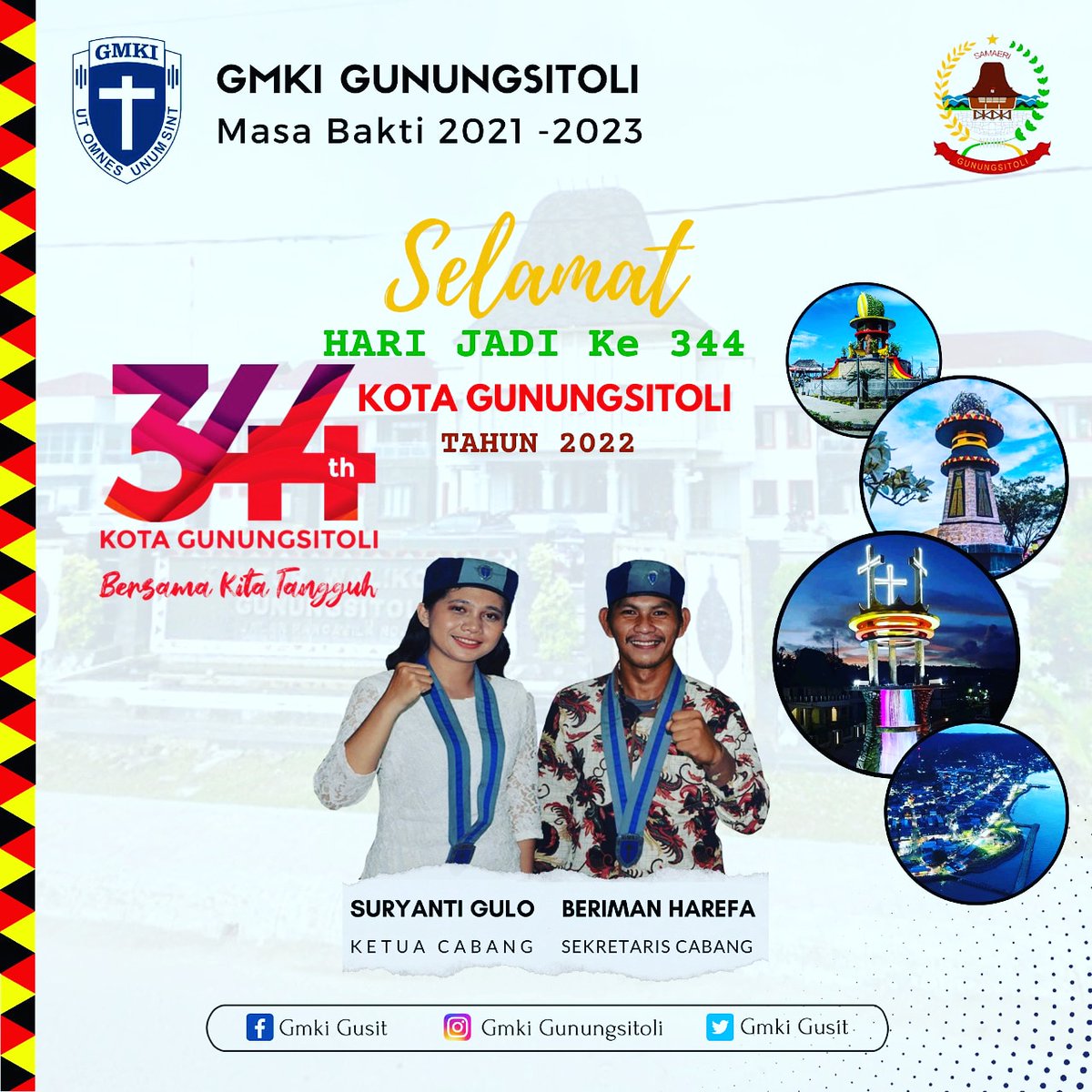 gmkigusit's tweet photo. Selamat Hari Jadi Kota Gunungsitoli yang Ke 344 Tahun semoga Kota Gunungsitoli semakin Maju, Unggul dan Berdaya Saing, teruslah berbenah dan teruslah berkaya untuk kemajuan Kota Gunungsitoli 

Gunungsitoli City is the best for Indonesia and the World

Ut Omnes Unum Sint https://t.co/75iIoNegSl