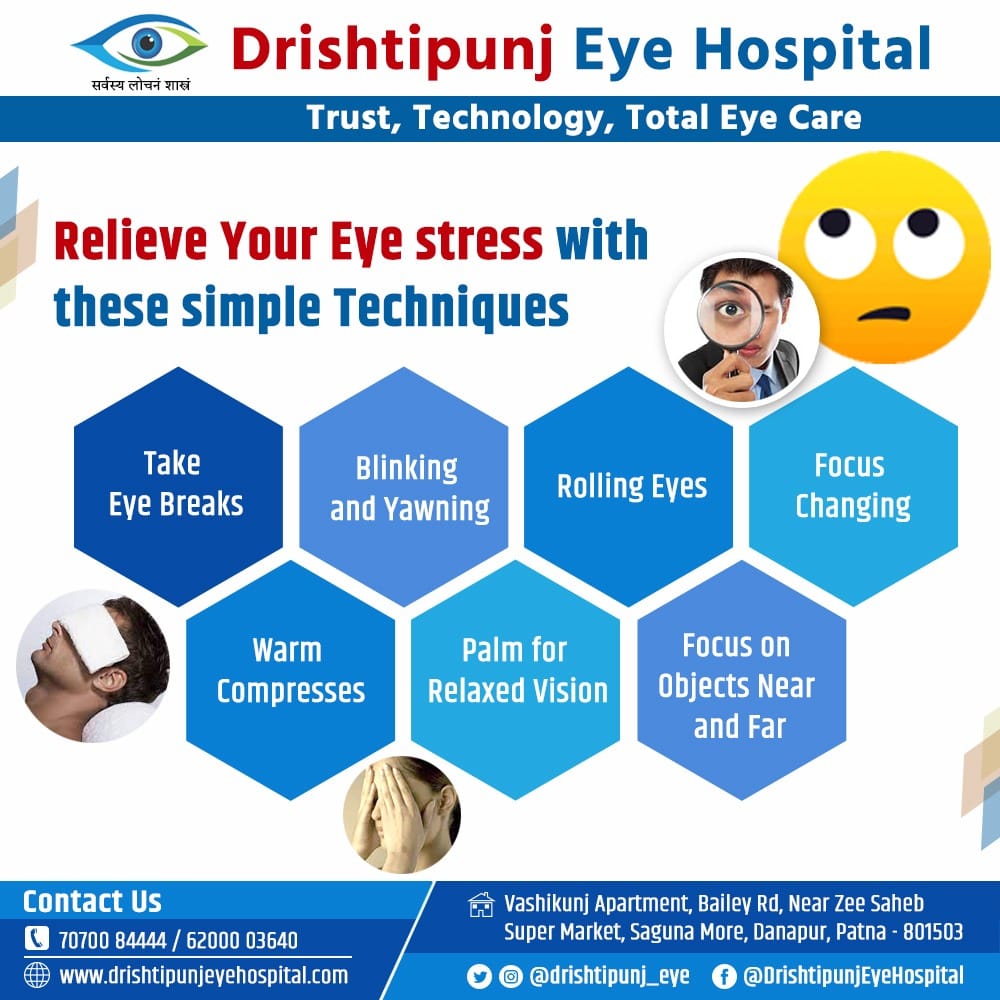 #PreventionOfBlindnessWeek 

Do your eyes feel tired?

Your eyes👀 bear the maximum stress of your day-to-day lives. Eye strain is caused due to lack of movement when we stare at screens🖥️ for a long time.

For any help or for #eye treatment visit

 #DrishtipunjEyeHospital.