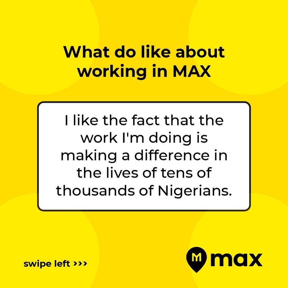 maxdrive_ai's tweet photo. When asked what he likes about working at MAX, he said
“I like that the work I’m doing is actually making a difference in the lives of thousands of Nigerian”
#MAXHuman #MAXLife #MAXCares #MAX https://t.co/A4kXXgsDJ0