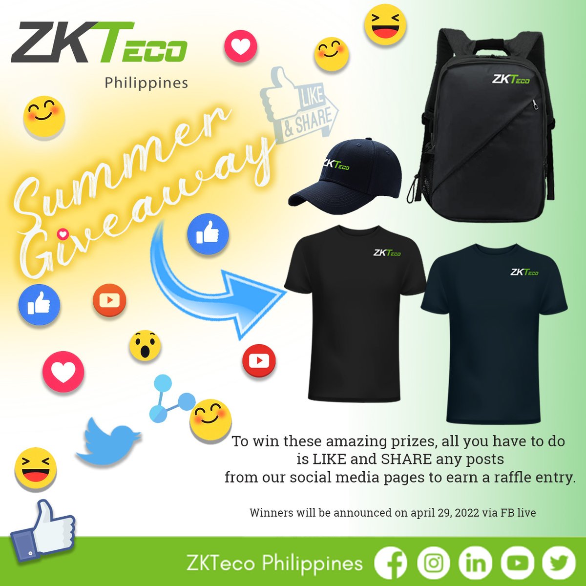zktecophil's tweet photo. Hurray, it's ZKTeco Summer Giveaway!
We have social media pages on
Facebook-@zktecopilipinas
Twitter- https://t.co/LfdNUmVKRi
Instagram- zktecoph
and Youtube-ZKTECO PHILIPPINES
 - just 'like' or 'follow' any of these pages, or if you're already following them, 'share' or 'retweet https://t.co/U4vMdcu1XU
